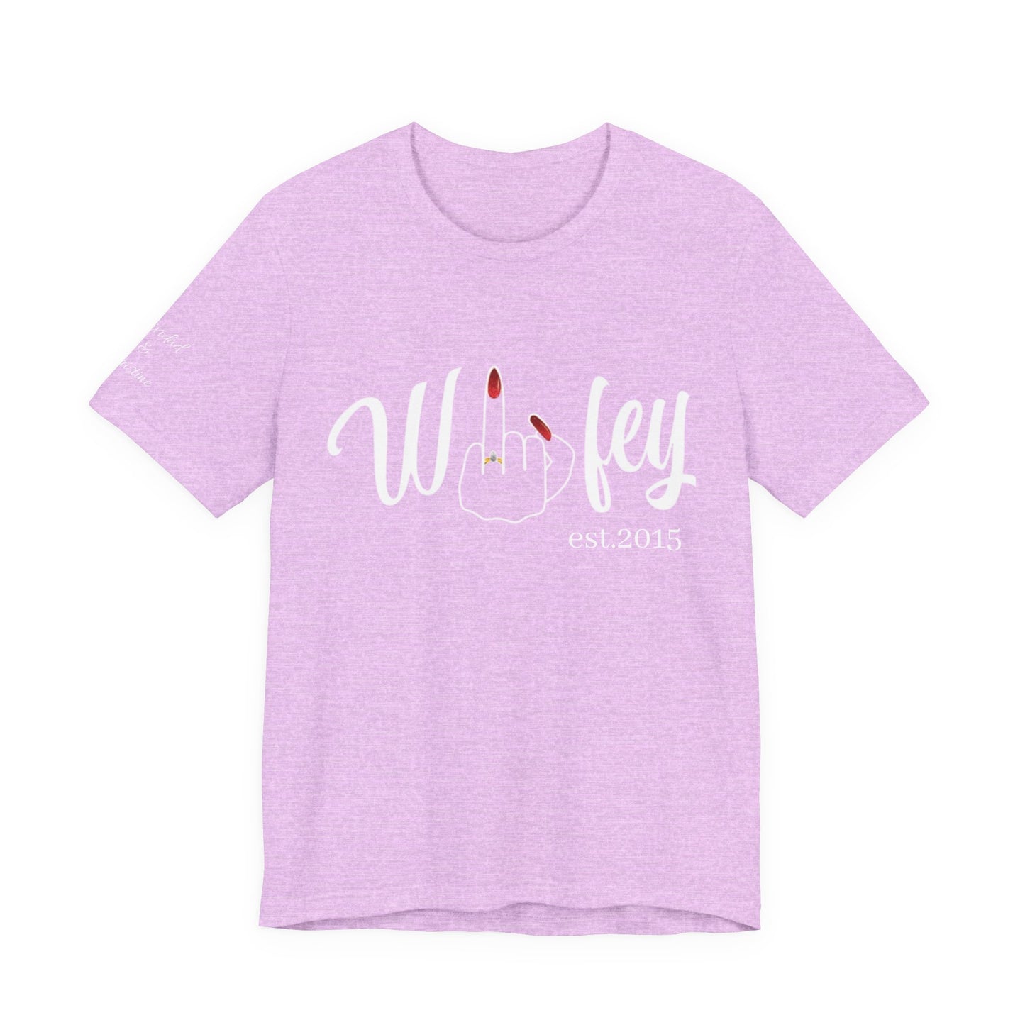 Personalized Wifey Graphic Tee with Year and Names on the Sleeve.