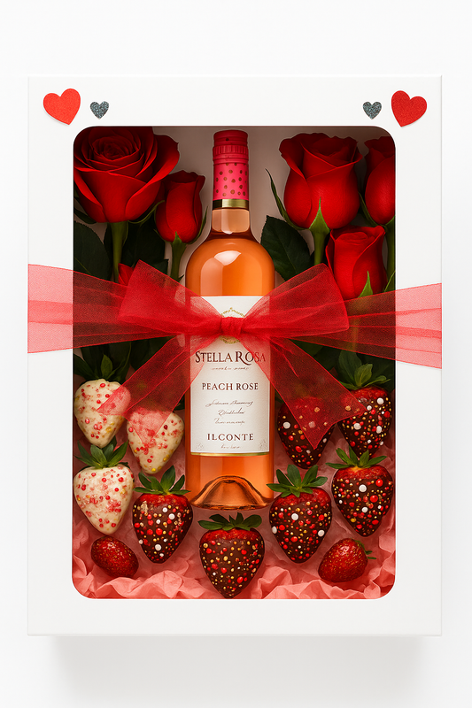 Roses, Wine and Chocolate Covered Strawberries🌹